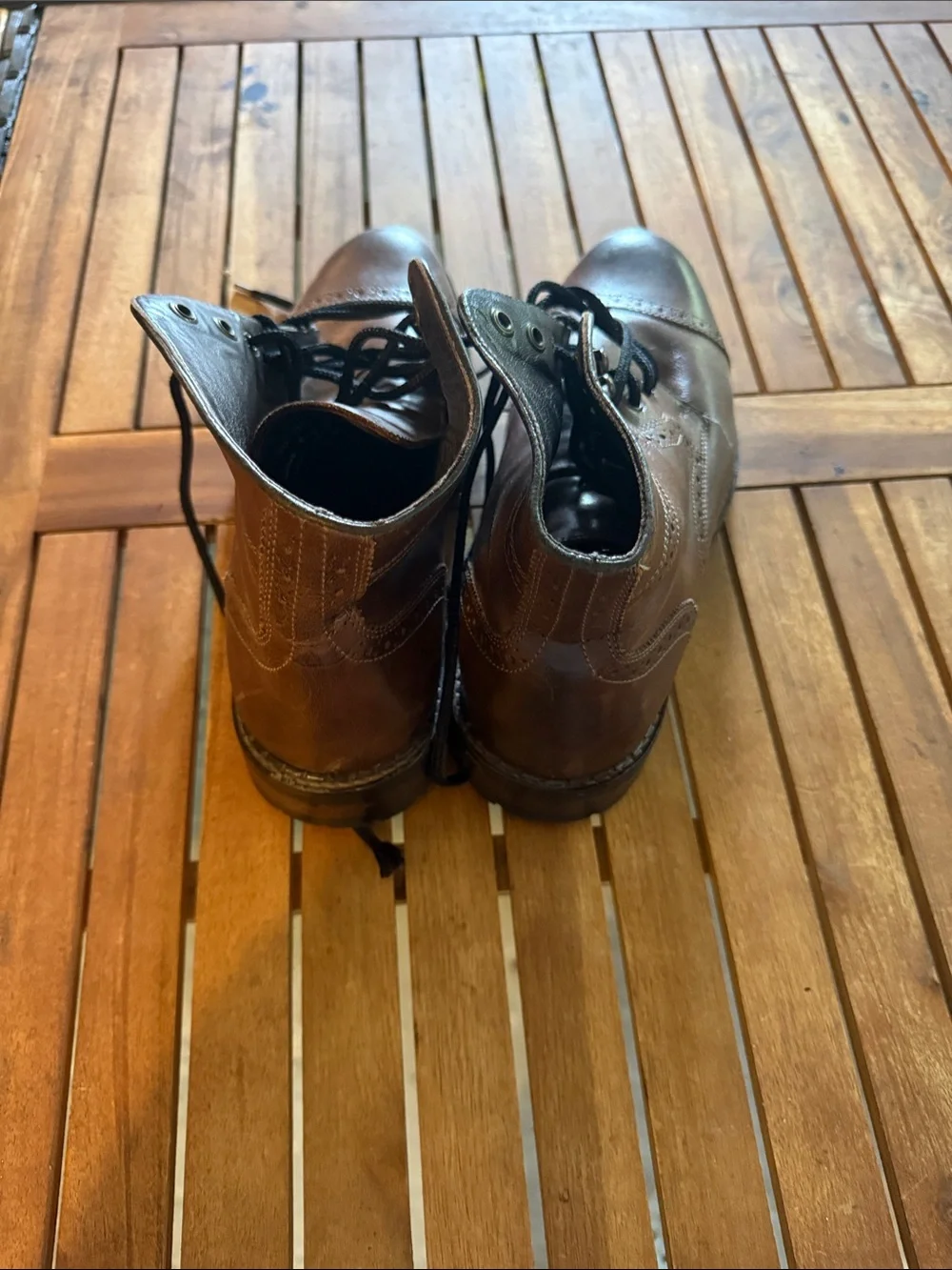 Men's Brown Leather Lace-Up Boots size 9m